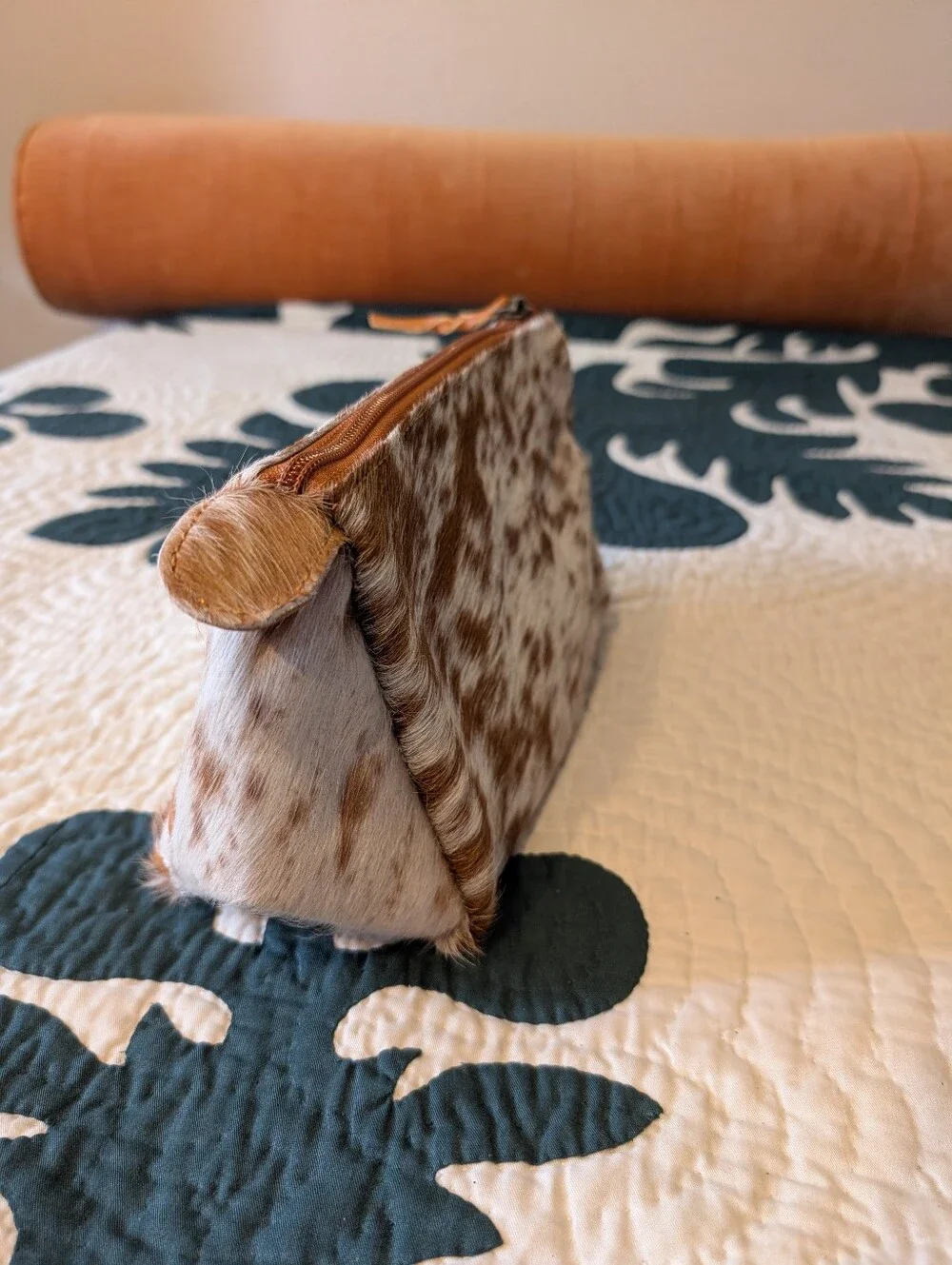 Cowhide Crescent Crossbody Bag in Brown and White 3 Pcs Set Bundle - Picture 10 of 13